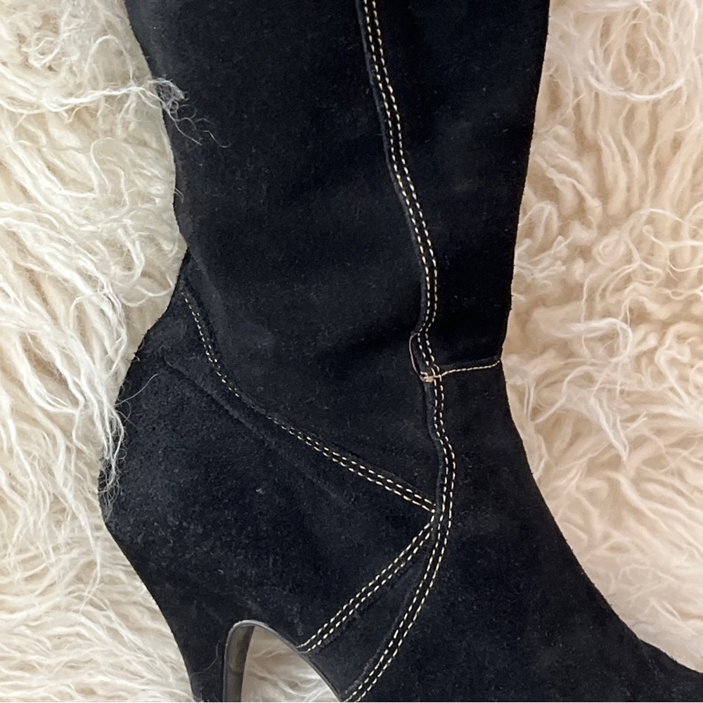 Carisma Black Suede Tall Boots w Buckle Sz 8.5 made in Italy - Picture 15 of 16